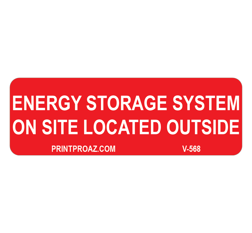 1x3 Energy Storage System On Site Located Inside V-568 Decal Solar Labels