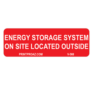 1x3 Energy Storage System On Site Located Inside V-568 Decal Solar Labels