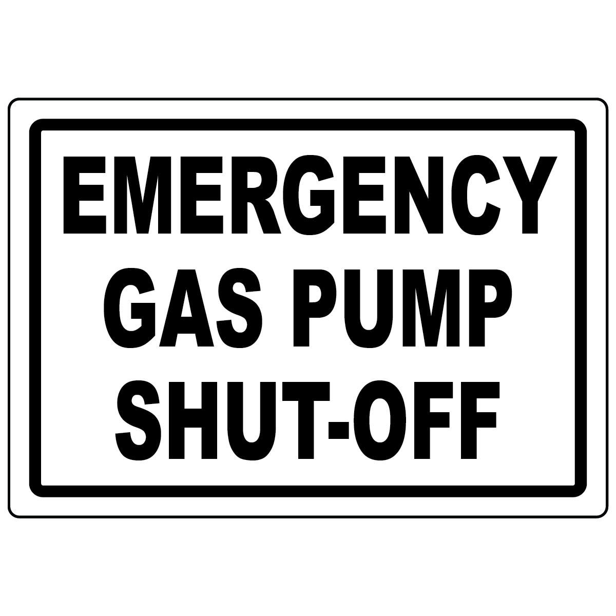 Emergency gas pump shut-off vinyl label for identifying emergency fuel shut-off controls at fueling stations