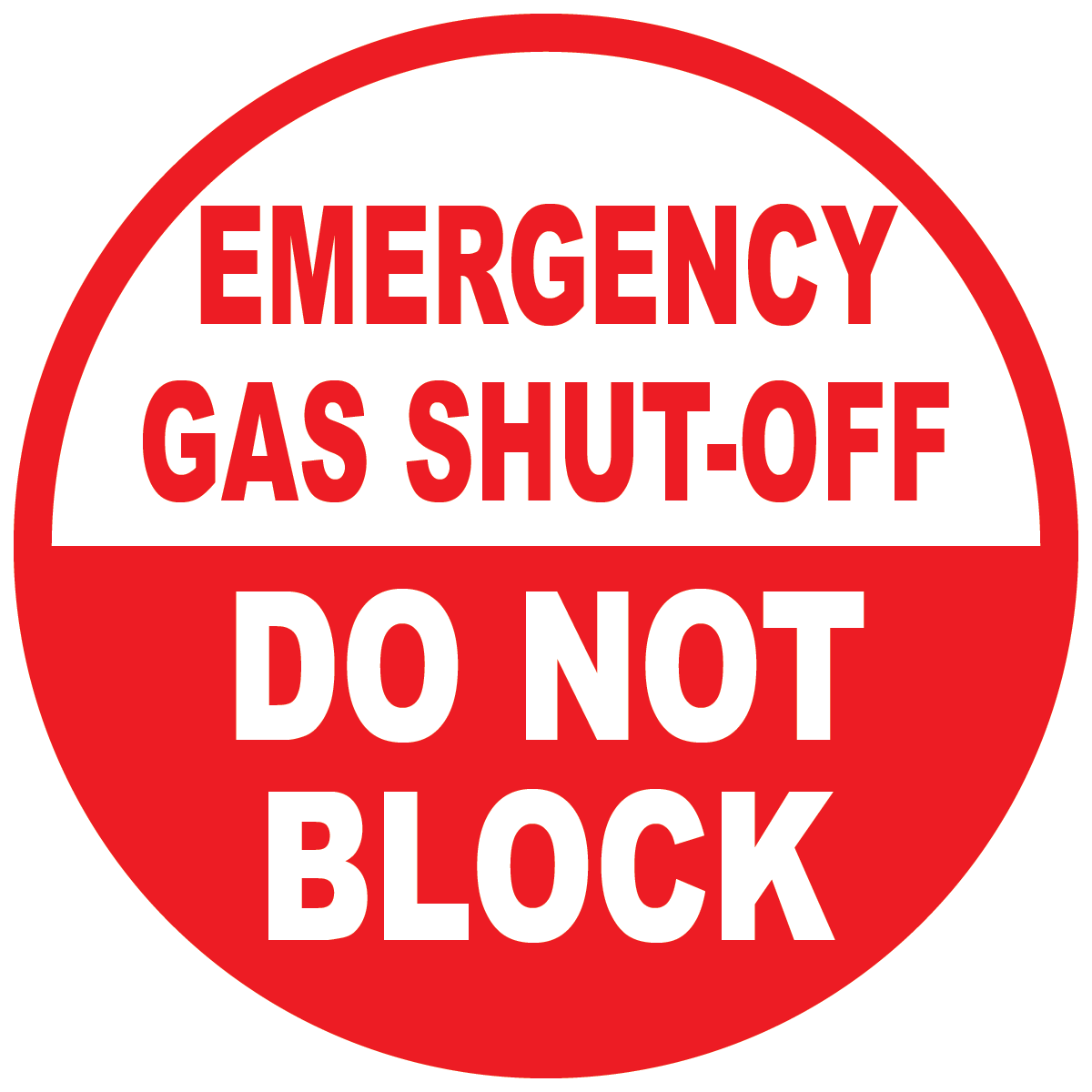 Emergency gas shut-off do not block industrial floor safety sign