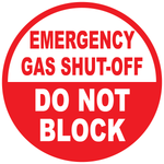 Emergency gas shut-off do not block industrial floor safety sign