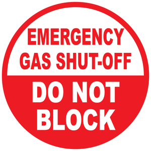 Emergency gas shut-off do not block industrial floor safety sign