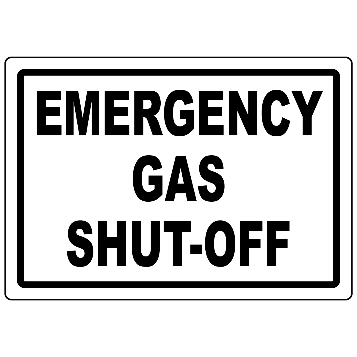 Emergency gas shut-off vinyl label for identifying gas isolation points in commercial and industrial facilities