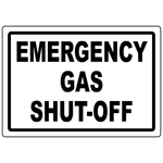 Emergency gas shut-off vinyl label for identifying gas isolation points in commercial and industrial facilities