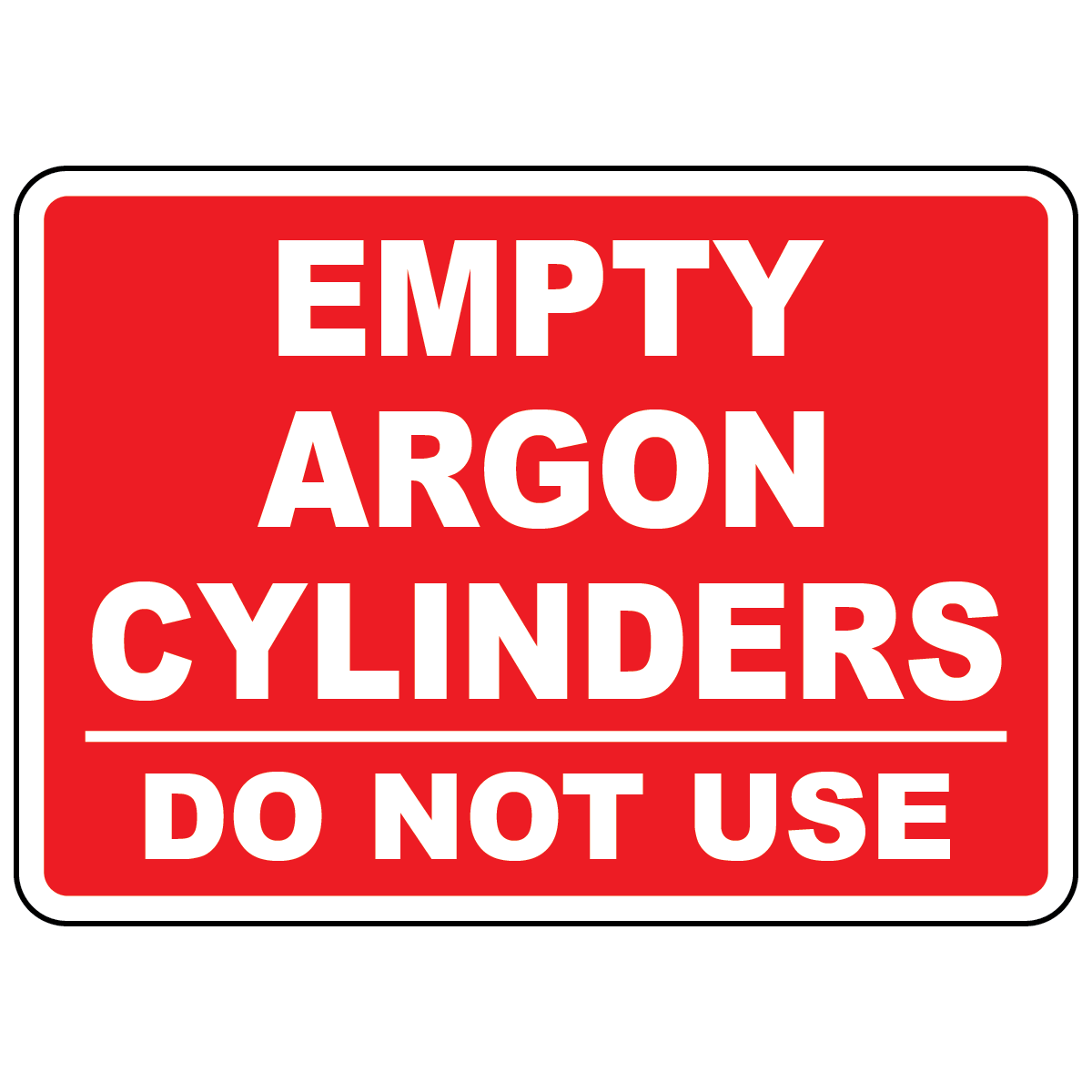 Empty argon cylinders do not use sign for compressed gas storage identification