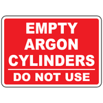 Empty argon cylinders do not use sign for compressed gas storage identification