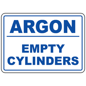 Empty argon cylinders sign for compressed gas storage and inventory identification