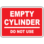 Empty cylinder do not use safety sign for compressed gas storage identification