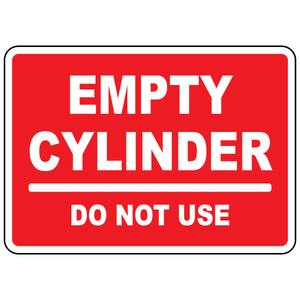 Empty cylinder do not use safety sign for compressed gas storage identification