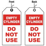 Empty cylinder do not use double-sided status tag with string