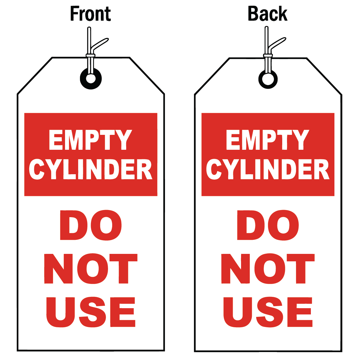 Empty cylinder do not use double-sided status tag with string