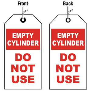 Empty cylinder do not use double-sided status tag with string