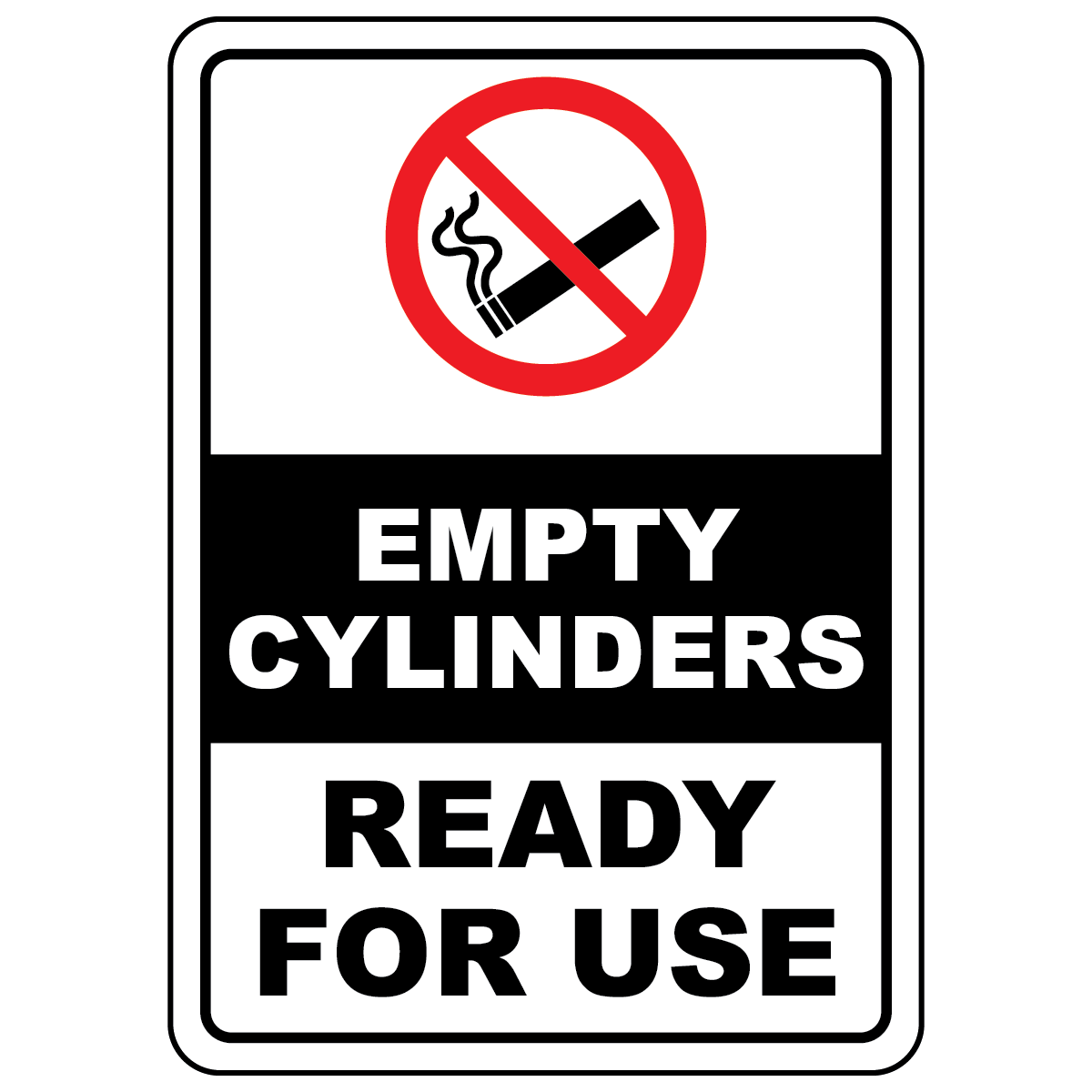 Empty cylinders do not use sign with no smoking symbol for gas storage safety