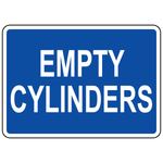 Empty cylinders status sign for compressed gas storage identification