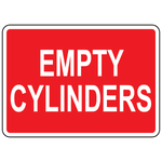 Empty cylinders status sign for compressed gas storage identification