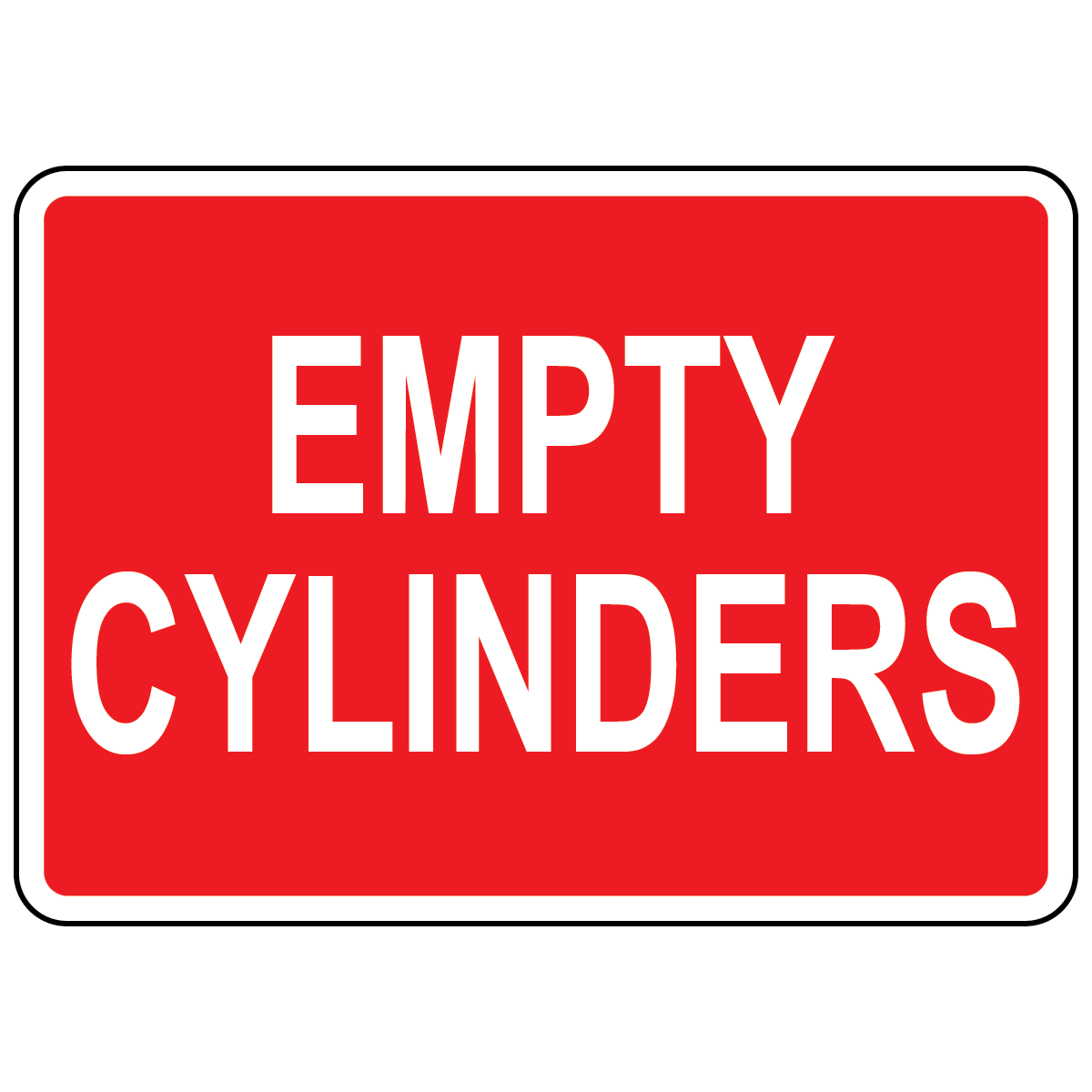 Empty cylinders status sign for compressed gas storage identification