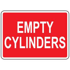 Empty cylinders status sign for compressed gas storage identification