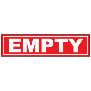 Empty vinyl label for identifying empty cylinders, tanks, containers, and storage equipment