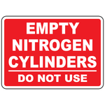 Empty nitrogen cylinders do not use sign for compressed gas storage identification