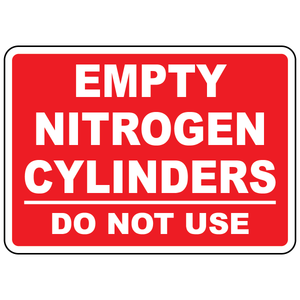 Empty nitrogen cylinders do not use sign for compressed gas storage identification