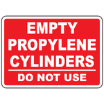 Empty propylene cylinders do not use sign for compressed gas storage identification