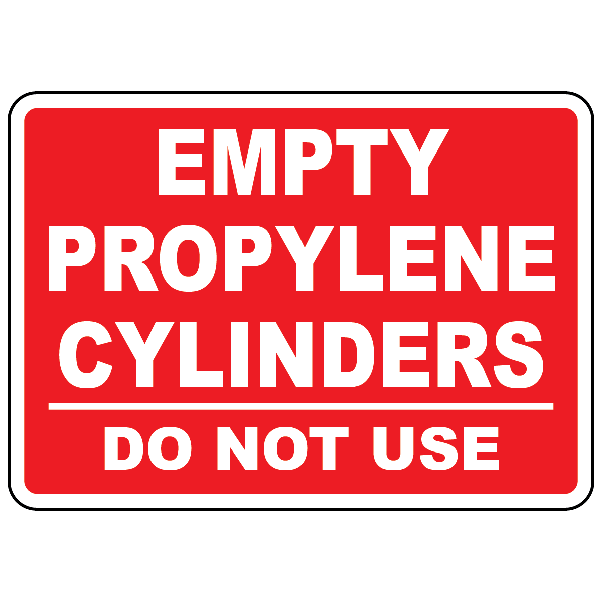 Empty propylene cylinders do not use sign for compressed gas storage identification