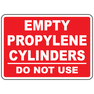 Empty propylene cylinders do not use sign for compressed gas storage identification