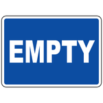 Empty status sign for cylinder storage and workplace inventory identification