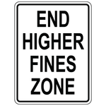 End higher fine zone aluminum traffic control sign for work zones