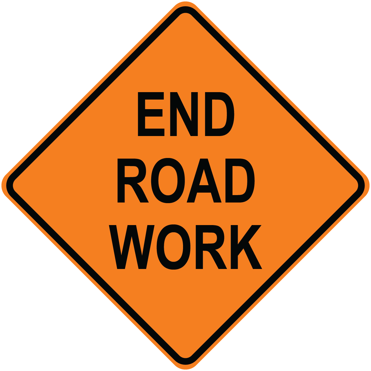 End road work diamond aluminum traffic safety sign