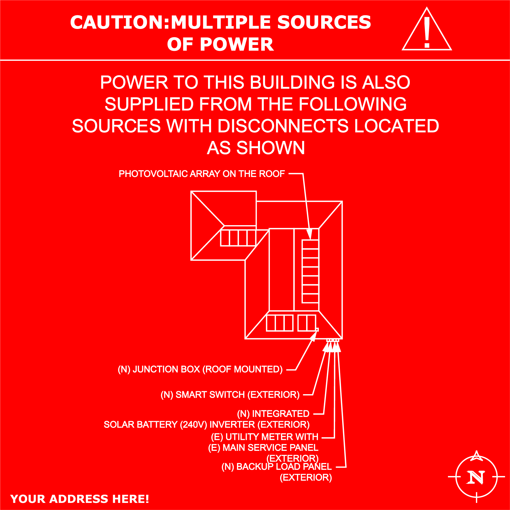 Engraved directory placard with site map layout for solar and electrical inspection.
