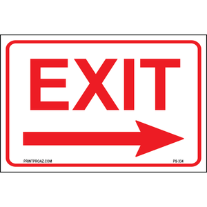 Exit (Right Arrow) Sign, Aluminum, PS-334