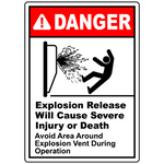 Danger Explosion Release Will Cause Severe Injury Or Death. Avoid Area Around Explosion Vent During Operation.