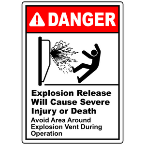 Danger Explosion Release Will Cause Severe Injury Or Death. Avoid Area Around Explosion Vent During Operation.