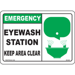 Eye wash station safety and emergency equipment sign