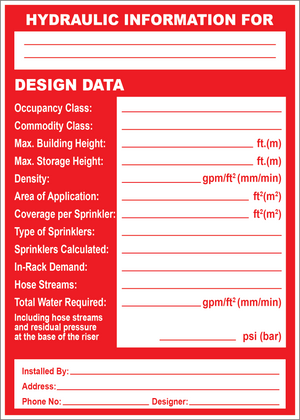 Hydraulic Information Design Data Sign, Aluminum, F-190