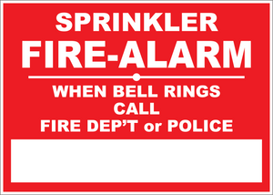 Sprinkler Fire Alarm Sign, Aluminum, F-195