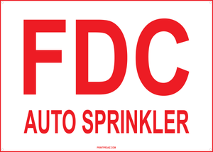 FDC Auto Sprinkler Sign, Aluminum, F-138