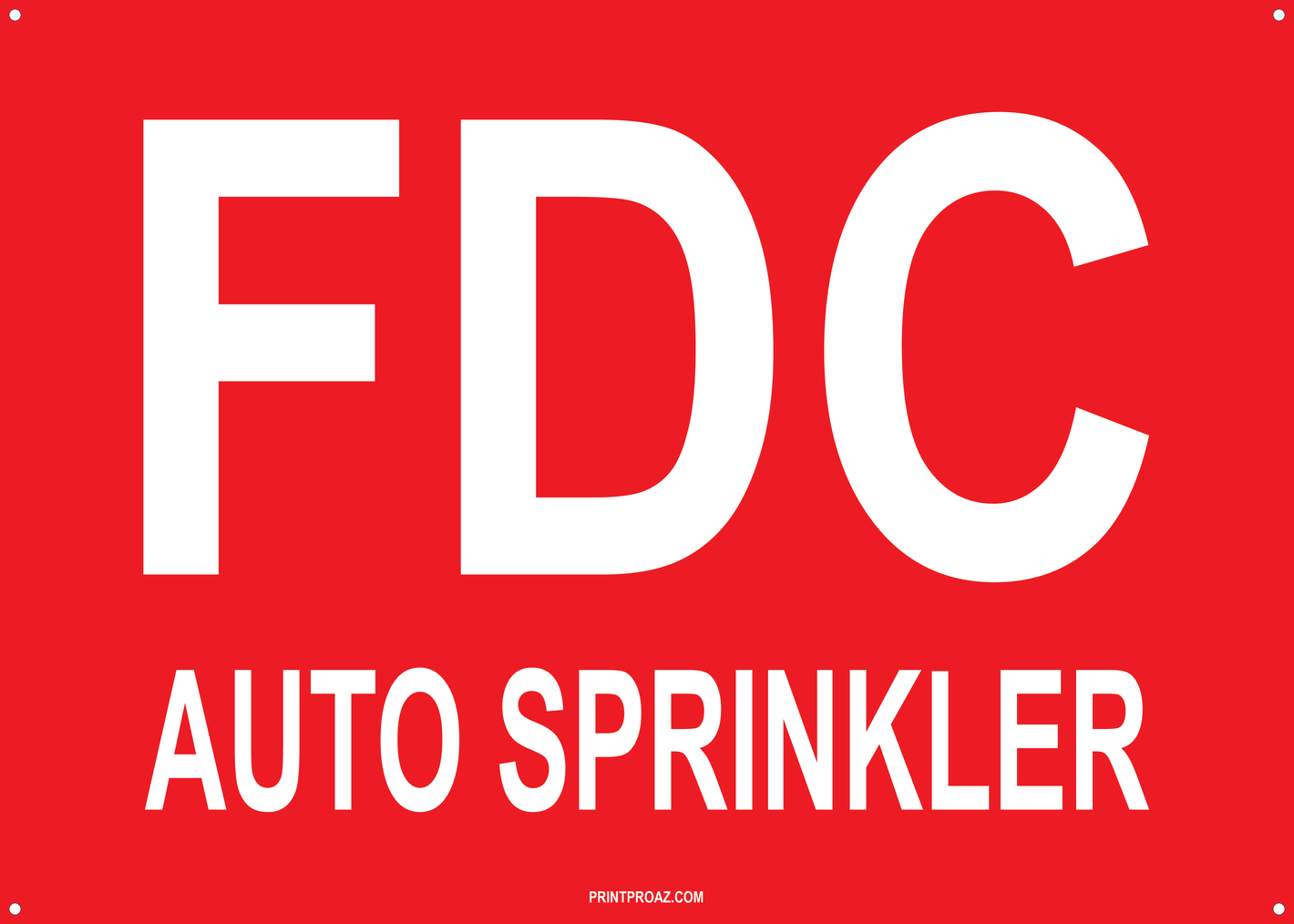 FDC Auto Sprinkler Sign, Aluminum, F-138