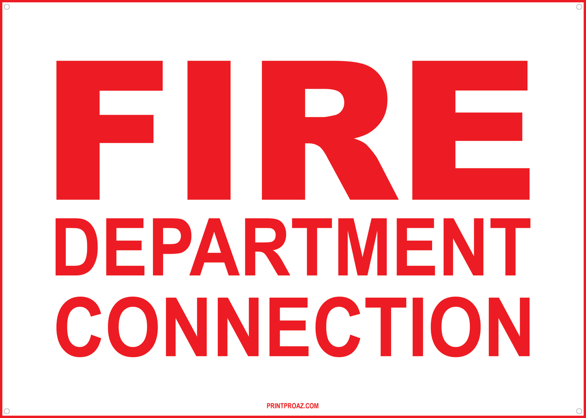 Fire Connection Sticker Fire Department Connection Sign, Aluminum, F-141