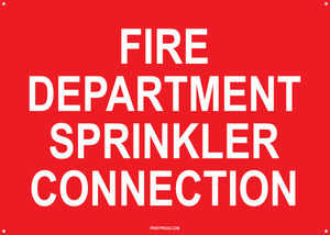 Fire Department Sprinkler Connection Sign, Aluminum, F-143