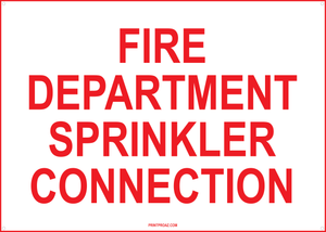 Fire Department Sprinkler Connection Sign, Aluminum, F-143