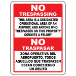 Florida airport bilingual no trespassing legal sign