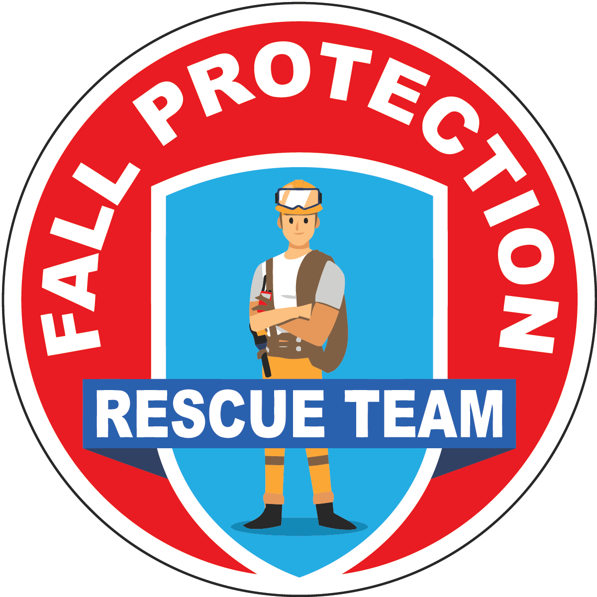 Fall protection rescue team vinyl hard hat sticker