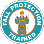 Fall protection trained vinyl hard hat safety sticker