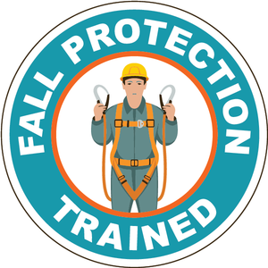 Fall protection trained vinyl hard hat safety sticker
