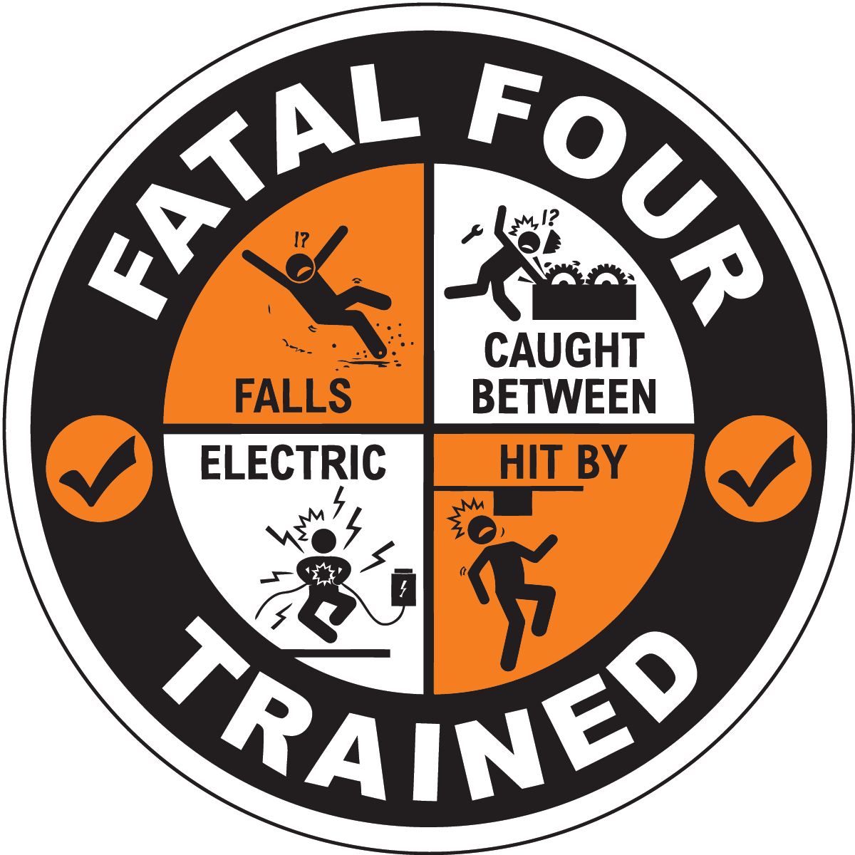 Fatal four trained vinyl hard hat safety sticker OSHA hazards