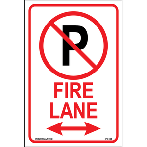 Aluminum Fire Lane No Parking sign double arrows