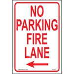 Aluminum No Parking Fire Lane sign left arrow
