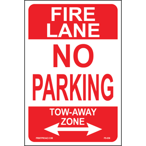 Aluminum Fire Lane Tow Away Zone parking sign